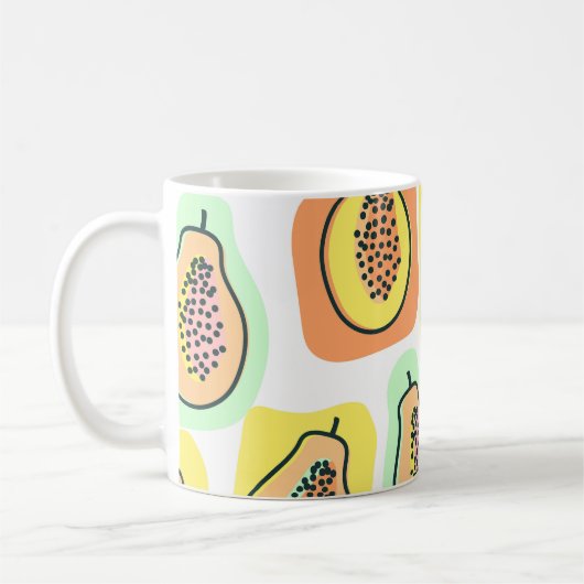 Mug Papaya à main : Motif Vintage créatif (Gauche)