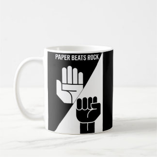 Mug Paper Beats Rock – Minimalist Black & White art