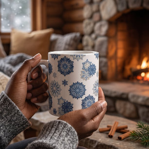Mug Papercut Vacances Flocon de neige bleu alpin