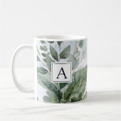Mug Papeterie aquarelle rustique de verdure avec monog (Gauche)