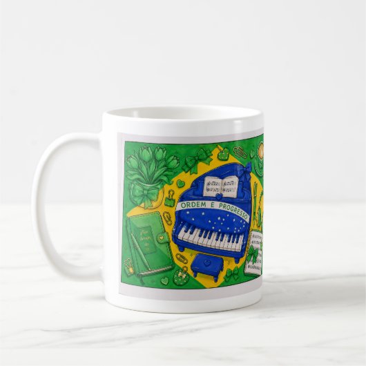 Mug Papeterie mignonne inspirée du drapeau du Brésil (Gauche)