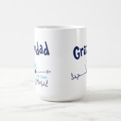 Mug Papi est 20xx - Cœurs et flèches - Bleu deux tons (Centre)