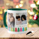 Mug Papier coloré Arbres 3 Photo Noël<br><div class="desc">Cette tasse de Noël amusante et colorée comprend 3 modèles photo et une ligne de papier-papier en tissu qui se chevauchent en rouge,  vert,  citron vert,  bleu aqua,  jaune doré et rose magenta. Les arbres donnent une sensation artisanale de découpage,  créant une tasse ludique qui fait un grand cadeau!</div>