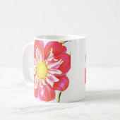 Mug Papier dahlia rayé rouge et blanc corail (Devant gauche)