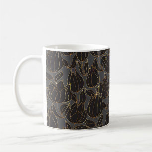 Mug Papier de luxe noir et or tulipe floral sans soudu