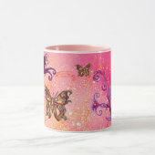 MUG PAPIER PAILLETÉ ROSE PAPILLON, FLEURS VIOLET FUCHS (Centre)