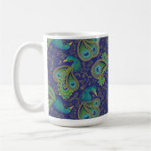 Mug Papier Peacock Royal Bleu Monogramme (Gauche)