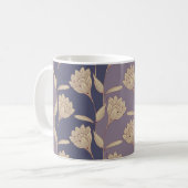 Mug papier peint de crocus floral rétro en bleu mauve  (Devant gauche)