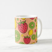 Mug Papier peint de fruits : fraises, citrons, kiwis. (Devant droit)