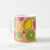 Mug Papier peint de fruits : fraises, citrons, kiwis. (Devant gauche)