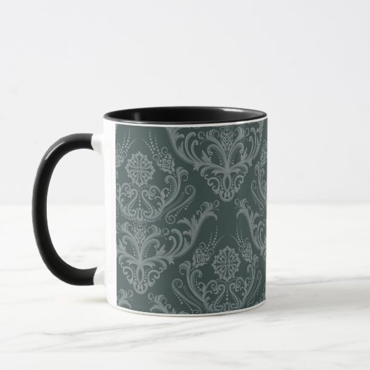 Mug Papier peint floral vert de luxe de damassé (Gauche)