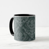 Mug Papier peint floral vert de luxe de damassé (Devant gauche)