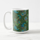 Mug Papier Peint Paon Royal Vert Monogramme (Gauche)