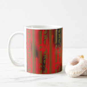 Mug papier peint rayé blanc et marron avec motif