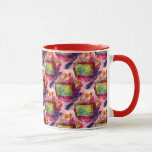 Mug Papier peint vert et rouge abstrait