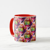 Mug Papier peint vert et rouge abstrait (Devant gauche)