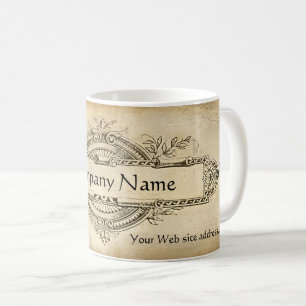 Mug Papier Vieilli Médaillon Floral Vintage
