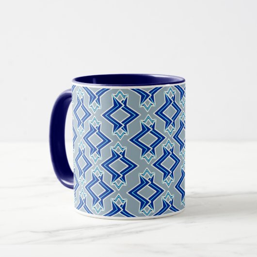 Mug Papiers peints Art Déco, gris et bleu (Devant gauche)
