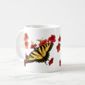 Mug Papillon à queue de tigre en fleur rouge (Devant gauche)