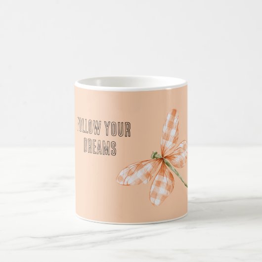 Mug Papillon à rayures écossaises pêche (Centre)
