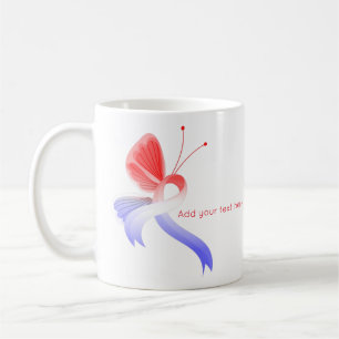 Mug Papillon à ruban de sensibilisation rouge, blanc e
