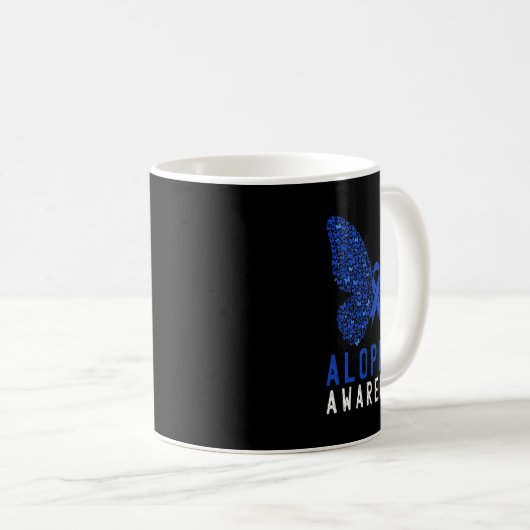 Mug Papillon Alopecia Sensibilisation Bleu AA Ribbon S (Devant droit)
