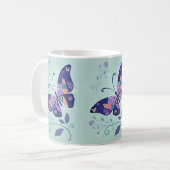 Mug Papillon Aqua et Purple (Devant gauche)