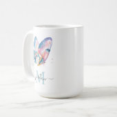Mug Papillon aquarelle coloré avec votre monogramme (Devant gauche)