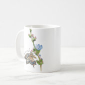 Mug Papillon aquarelle sur une fleur chicorée (Devant gauche)