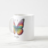 Mug Papillon Arc-en-ciel Monogramme (Devant gauche)