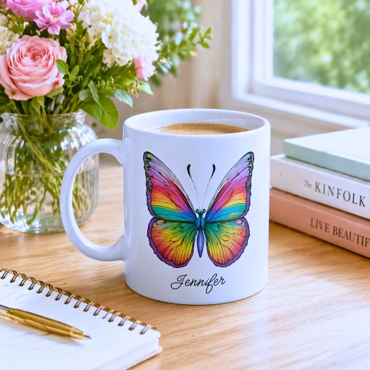 Mug Papillon Arc-en-ciel Monogramme