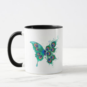 Mug Papillon aux plumes de paon vert