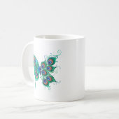 Mug Papillon aux plumes de paon vert (Devant gauche)