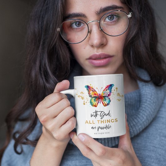 Mug Papillon Avec Dieu Toutes Choses Sont Possibles