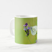 Mug Papillon Blanc à Veines Vertes (Devant gauche)