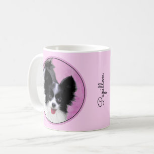 Mug Papillon (blanc et noir) Peinture - Chien Art