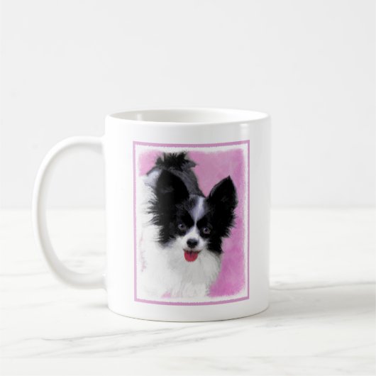Mug Papillon (blanc et noir) Peinture - Chien Art (Gauche)