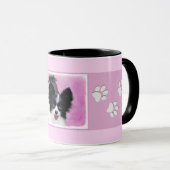 Mug Papillon (blanc et noir) Peinture - Chien Art (Devant droit)