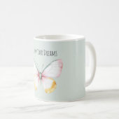 Mug Papillon Blanc Jaune Rose Sarcelle Menthe (Devant droit)