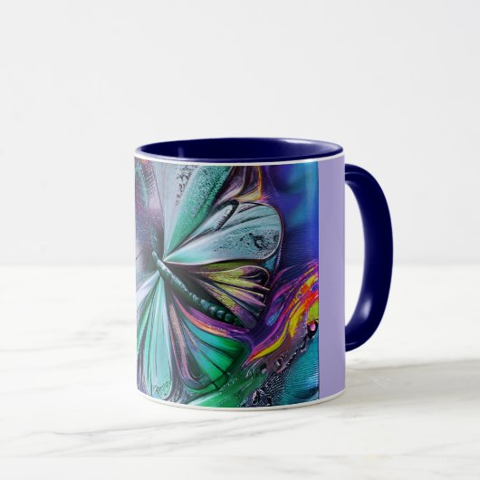 Mug Papillon Bleu Abstrait (Devant droit)