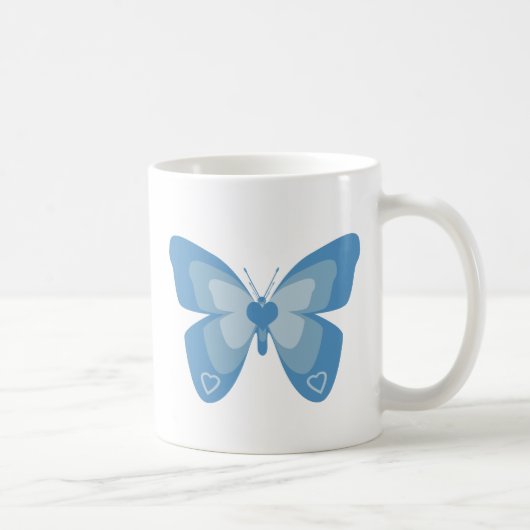 Mug Papillon bleu avec des coeurs (Droite)