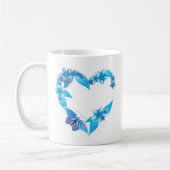 Mug Papillon bleu coeur floral (Gauche)