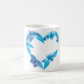 Mug Papillon bleu coeur floral (Centre)