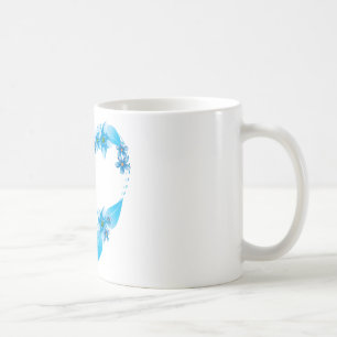 Mug Papillon bleu coeur floral