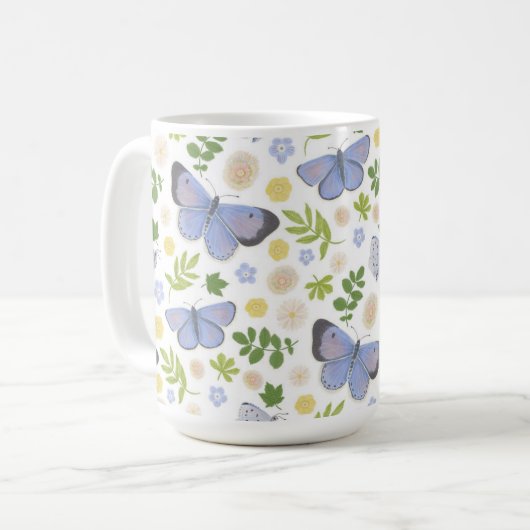 Mug Papillon bleu creux (Devant gauche)