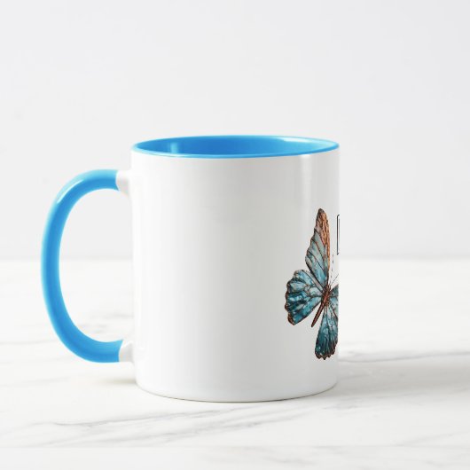 Mug Papillon bleu de cuivre Aqua (Gauche)