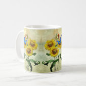 Mug Papillon bleu et tournesol jaune Nature Florale (Devant gauche)