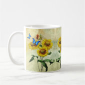 Mug Papillon bleu et tournesol jaune Nature Florale (Gauche)