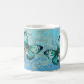 Mug Papillon bleu et vert romantique (Devant droit)
