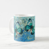 Mug Papillon bleu et vert romantique (Devant gauche)